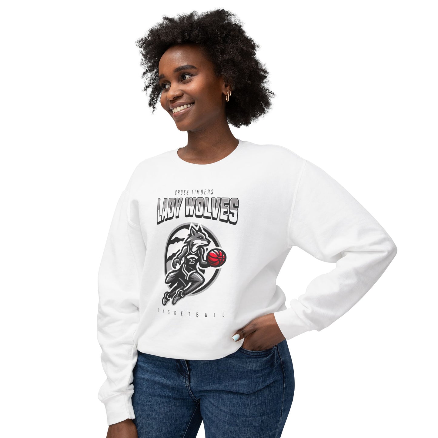 Lady Wolves Basketball Unisex Lightweight Crewneck Sweatshirt