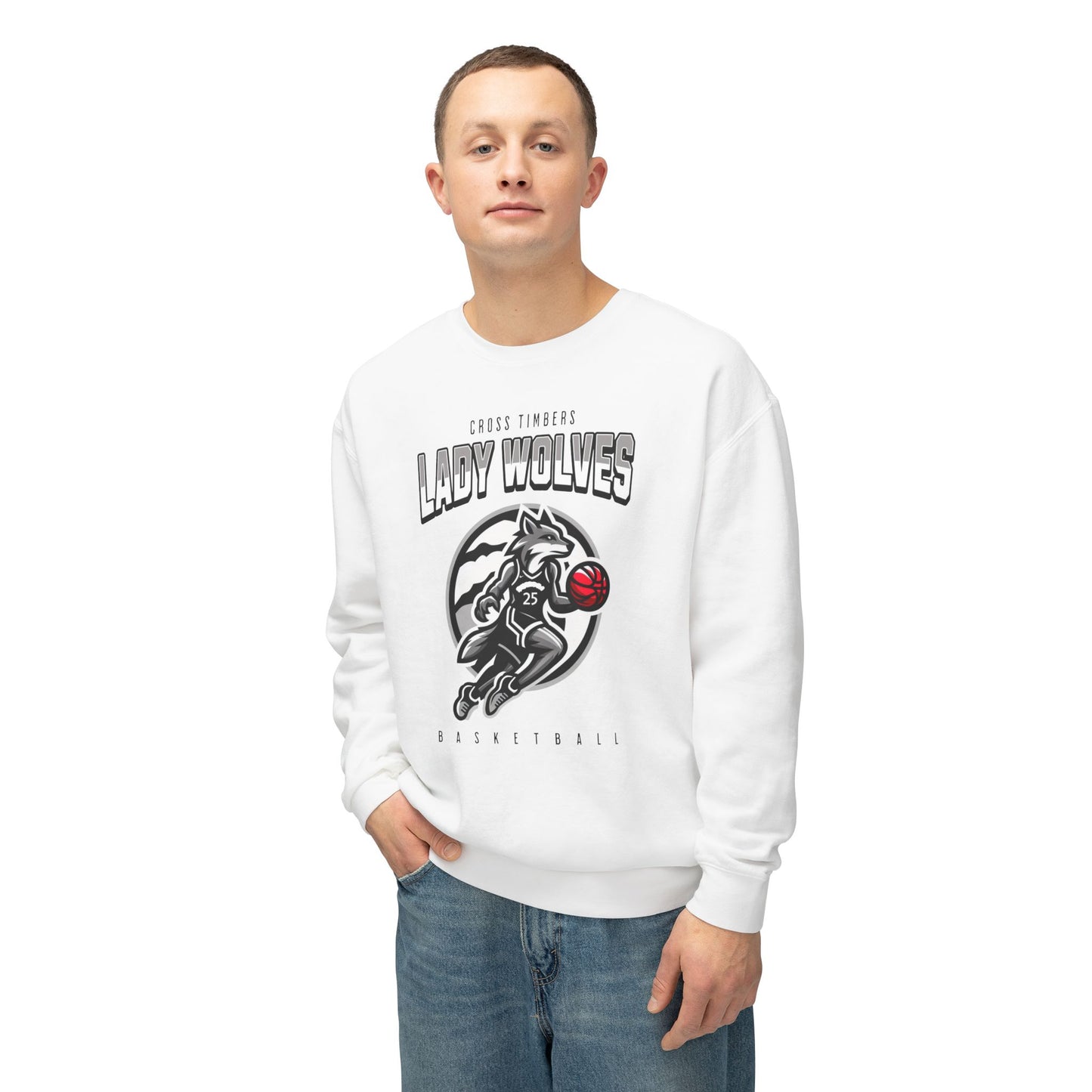 Lady Wolves Basketball Unisex Lightweight Crewneck Sweatshirt